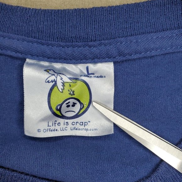 Life Is Crap Down Stream Without A Paddle Cotton Machine Washable Large T Shirt - Picture 6 of 8